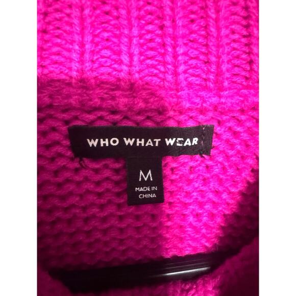 Who What Wear Magenta Pink Knit Sweater Women’s Medium Chunky Long Sleeves Cozy - Picture 6 of 6